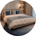 Duvet cover styling in customer bedroom